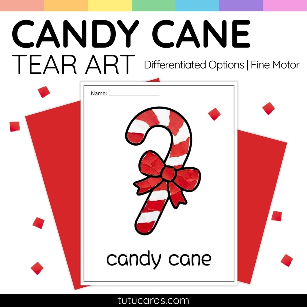 Candy Cane Tear Art Activity | Christmas Craft | Fine Motor - Image 1 of 4