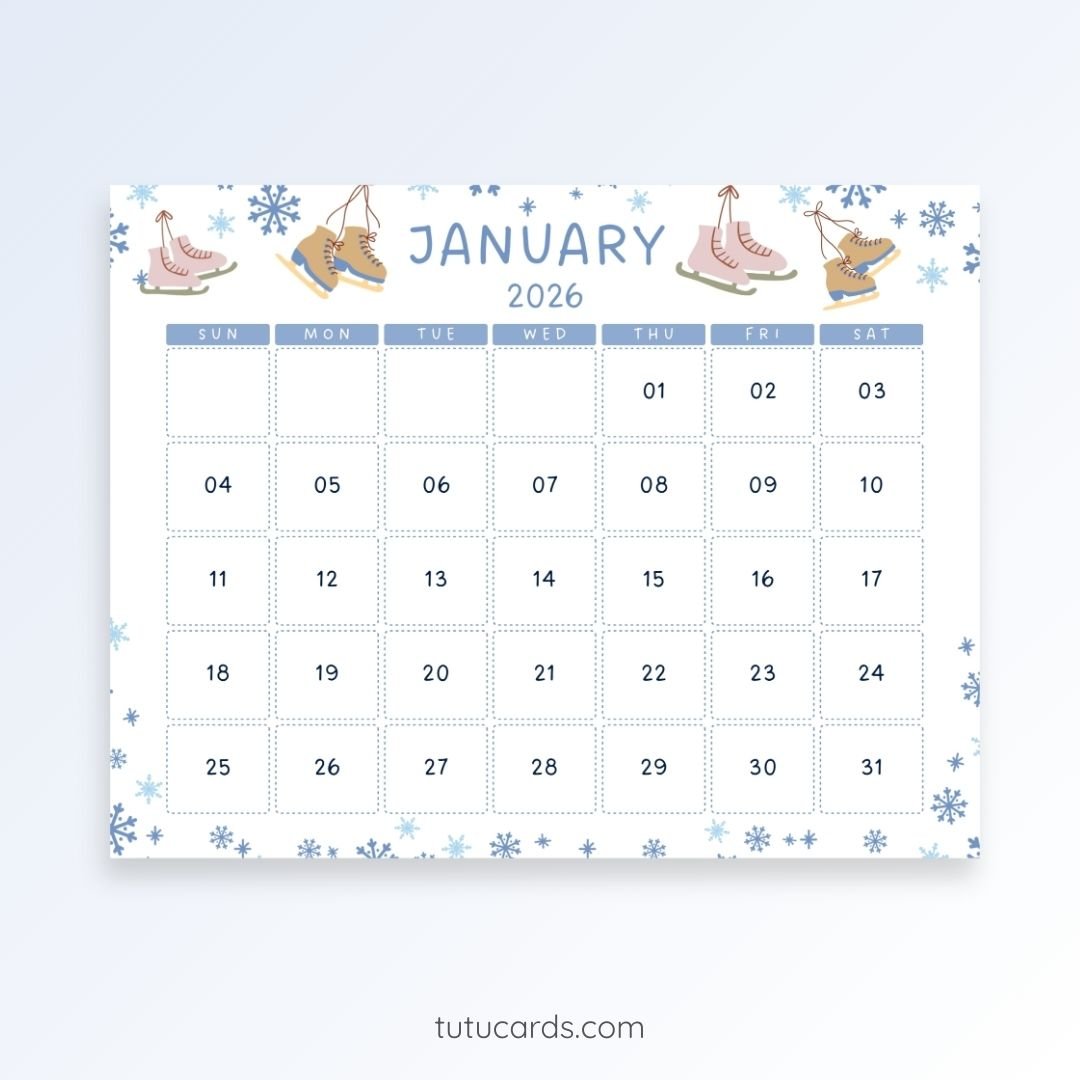Snowy Blue – 2026 January Calendar - Image 1 of 3