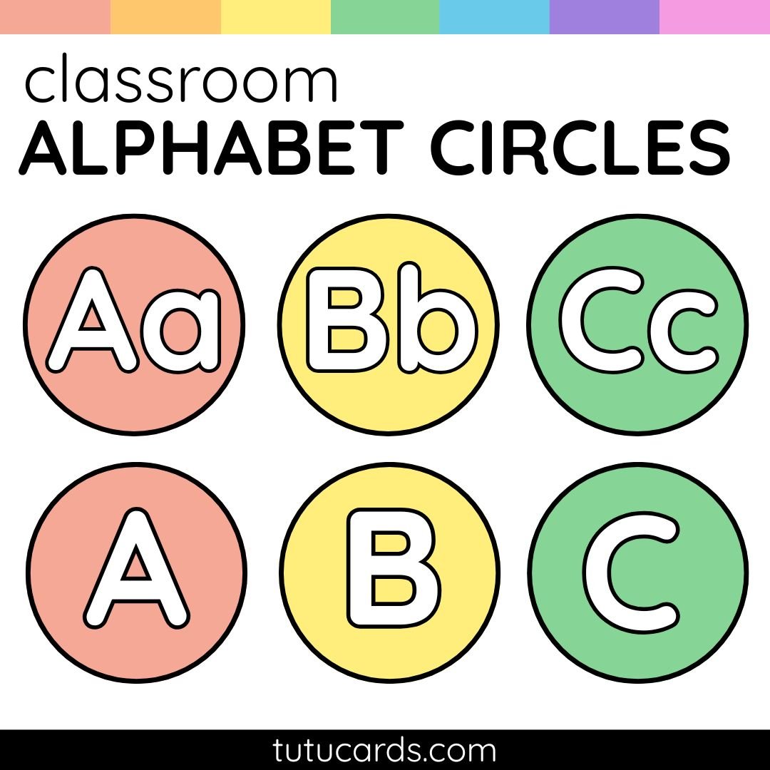 Colorful Alphabet Circle Flashcards A–Z – Uppercase & Lowercase / Uppercase Only - Image 1 of 3