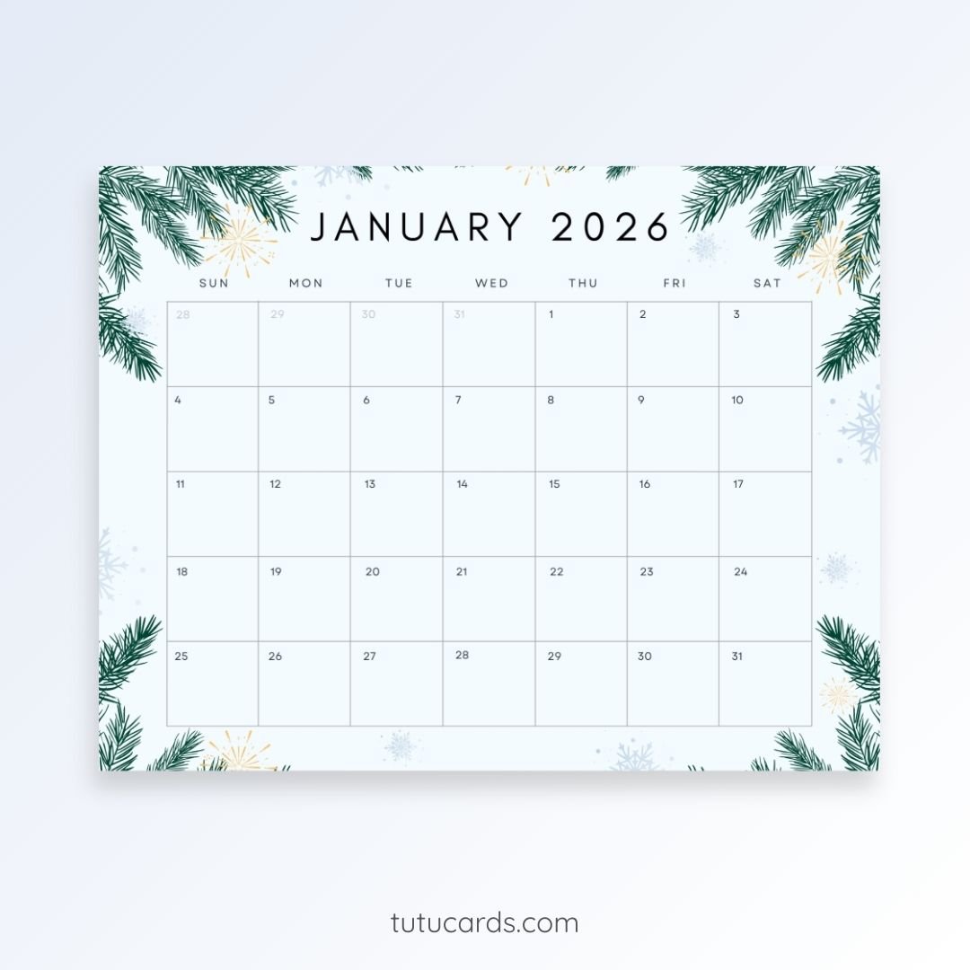 Winter Green – 2026 January Calendar - Image 1 of 3