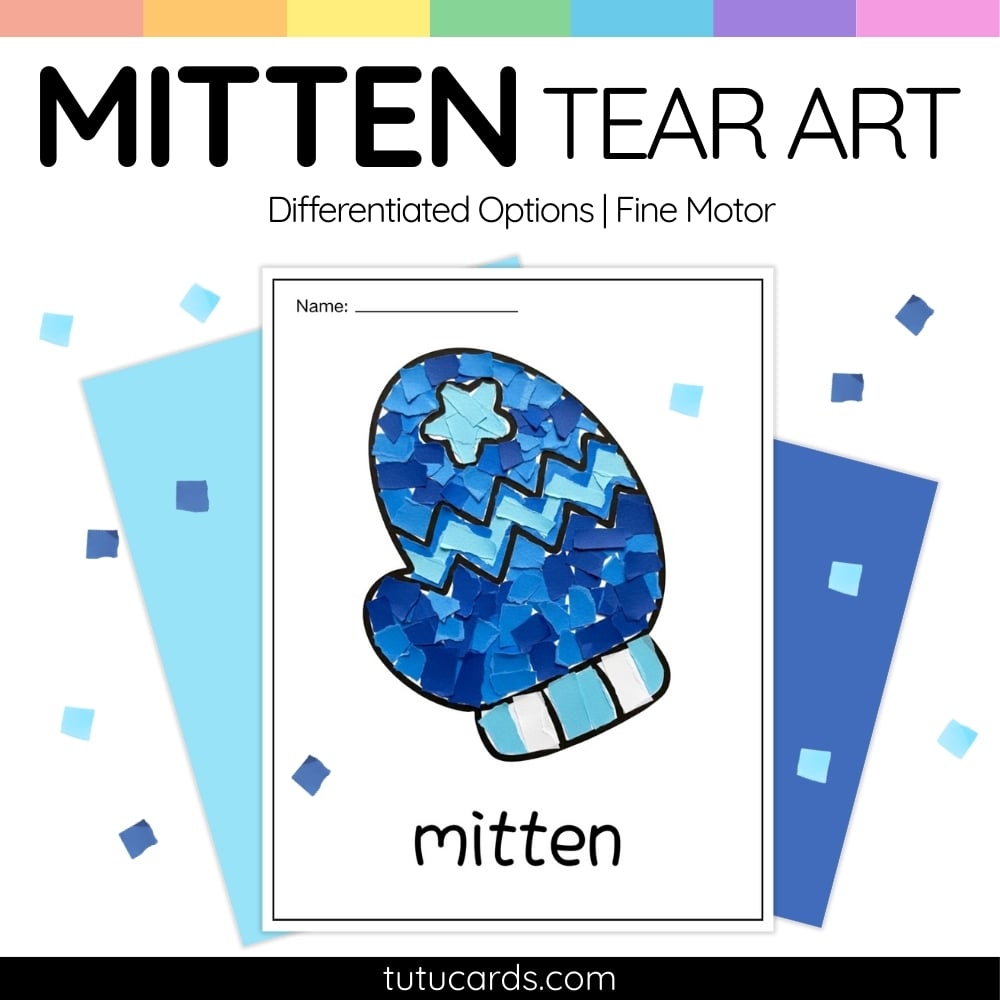 Mitten Tear Art Activity | Winter Craft | Fine Motor - Image 1 of 4