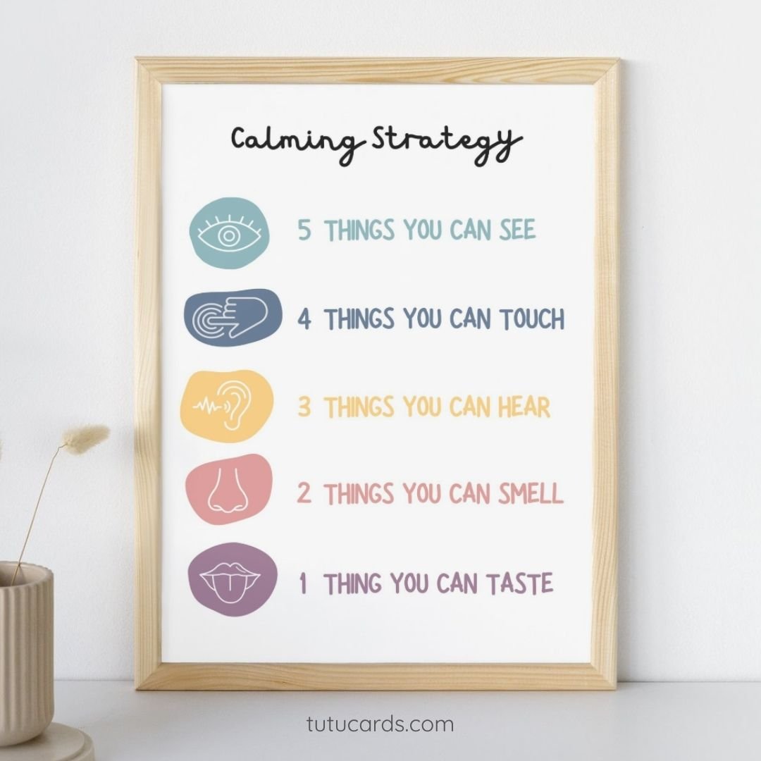 5 Senses Calming Poster Set — Things You Can See, Touch, Hear, Smell ...