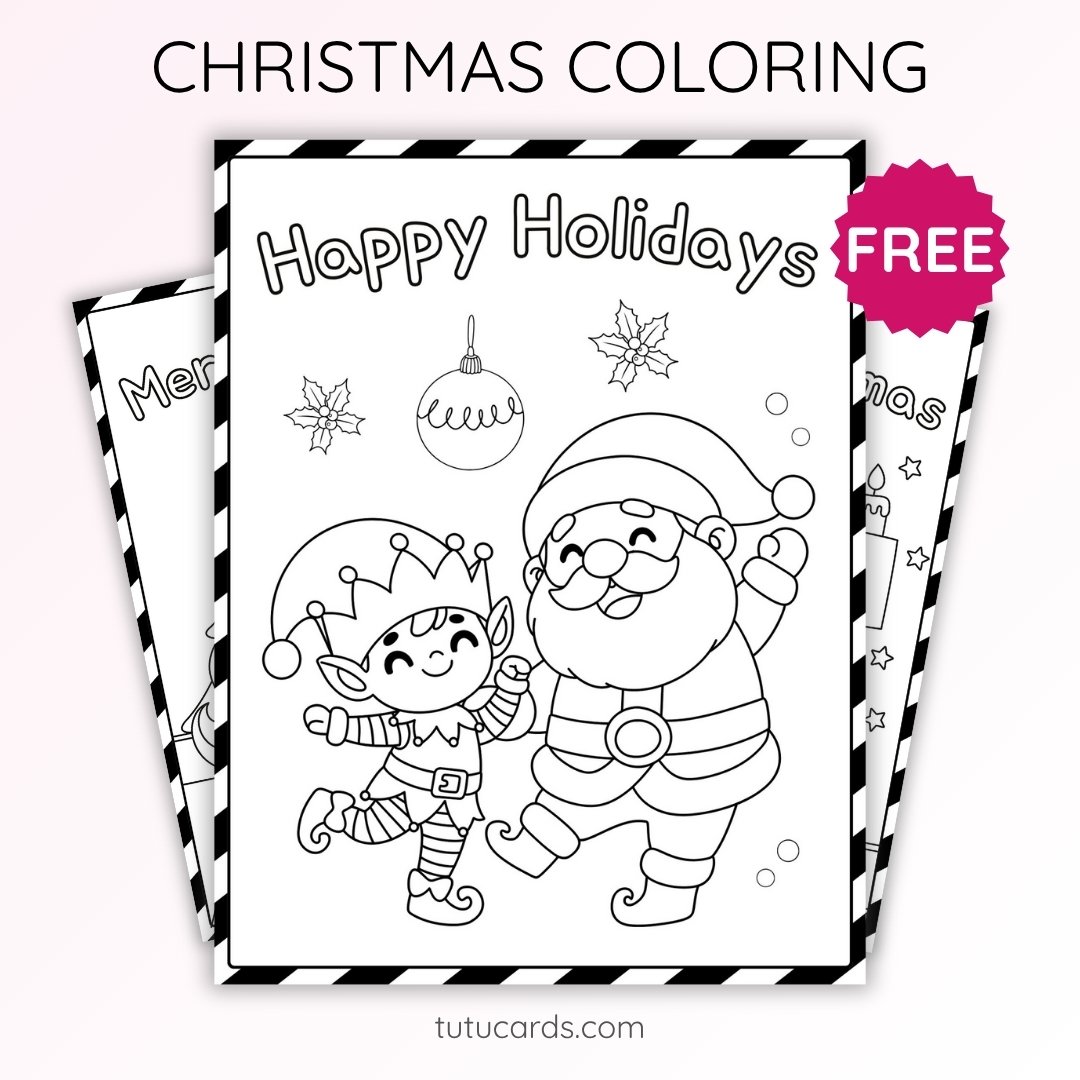 Christmas Coloring Pages for Kids – Dancing Santa Claus (Free PDF Printables) - Image 1 of 3