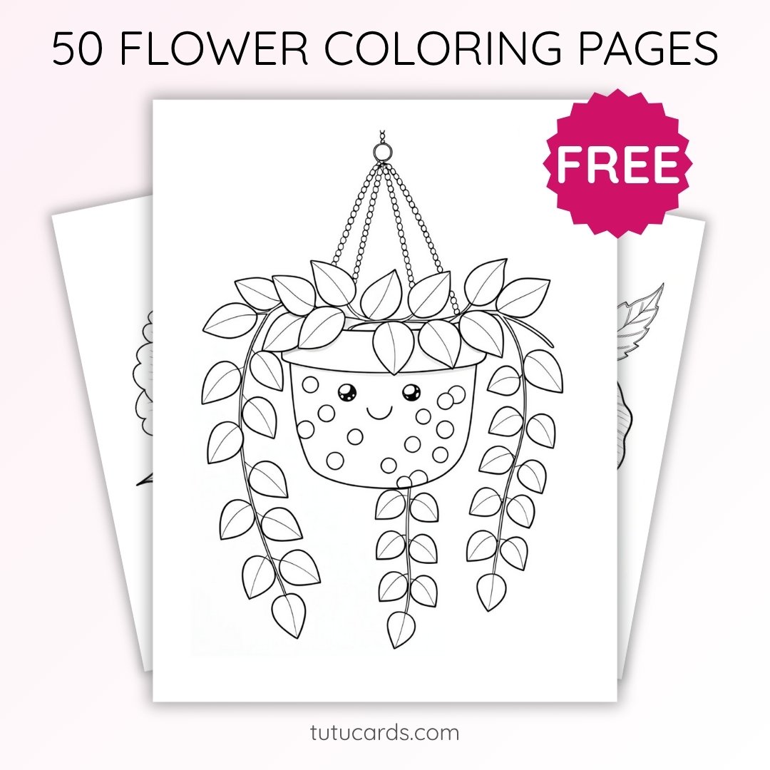 String of Pearls Coloring Page for Kids | Printable Hanging Succulent Art PDF | US Letter | TutuCards Home & Garden Series - Image 1 of 4