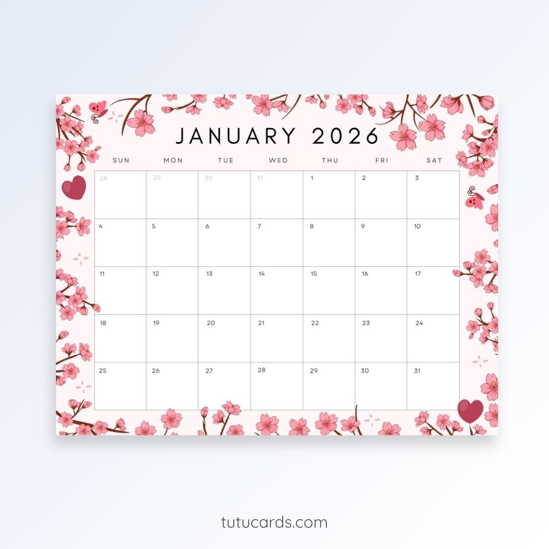 Blossom New Year – 2026 January Calendar - Image 1 of 3