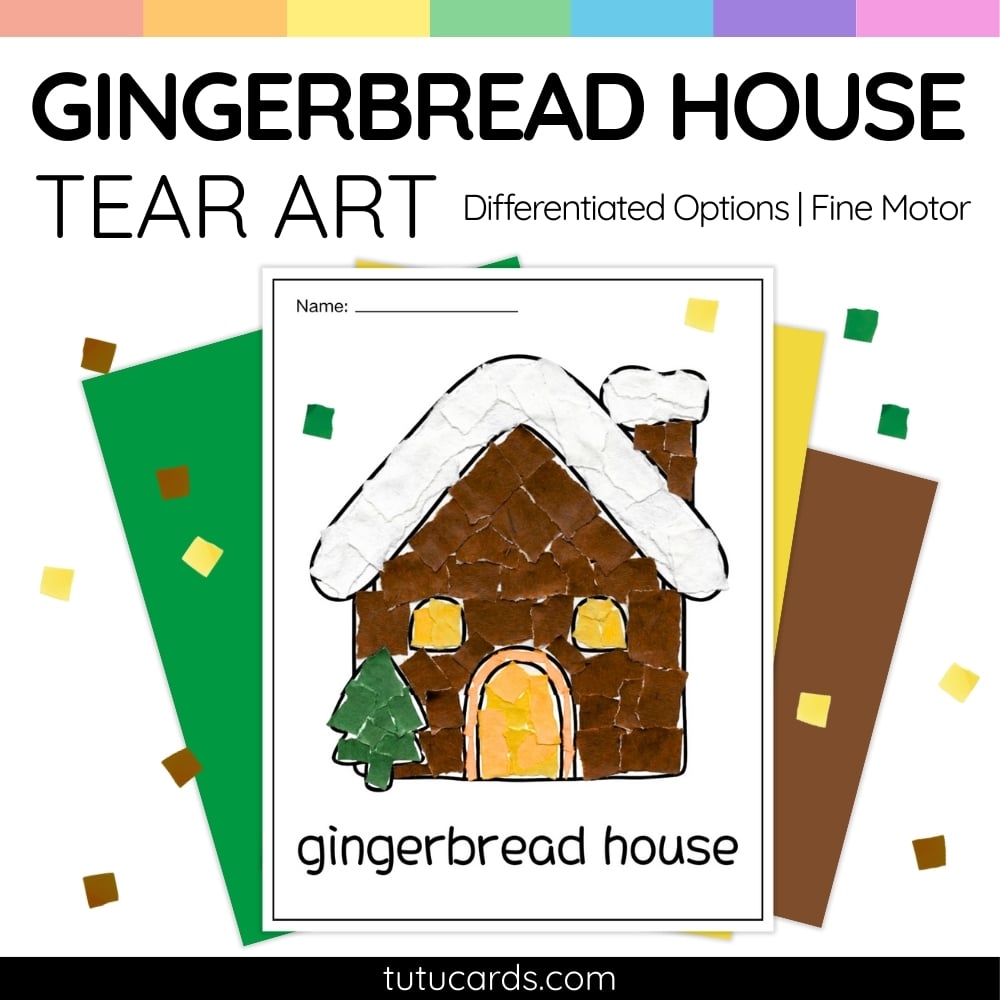Gingerbread House Tear Art Activity | Christmas Craft | Fine Motor - Image 1 of 4