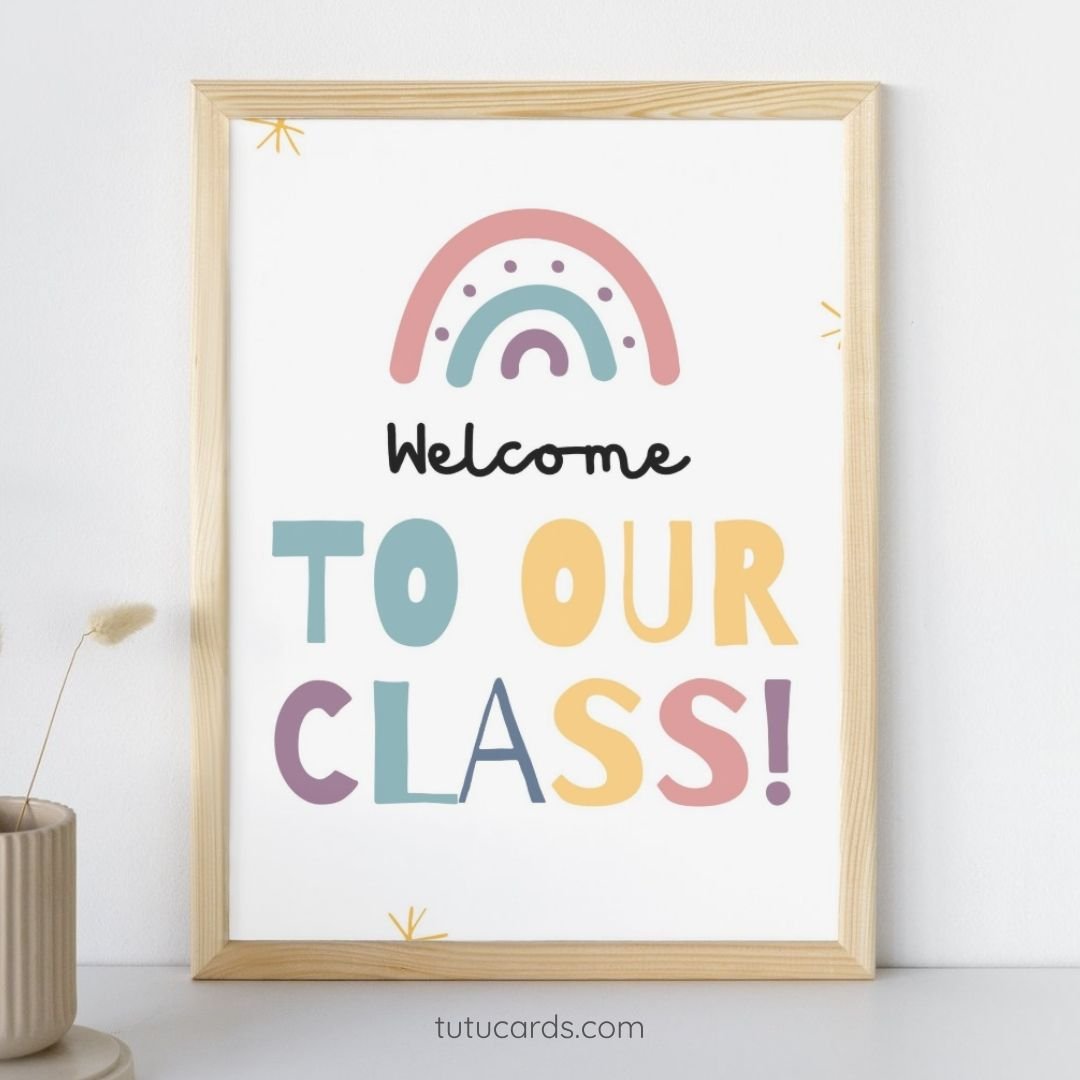 Welcome to Our Class! — Colorful Minimalist Classroom Poster, Gentle Modern Wall Art for Kids & Teachers - Image 1 of 4