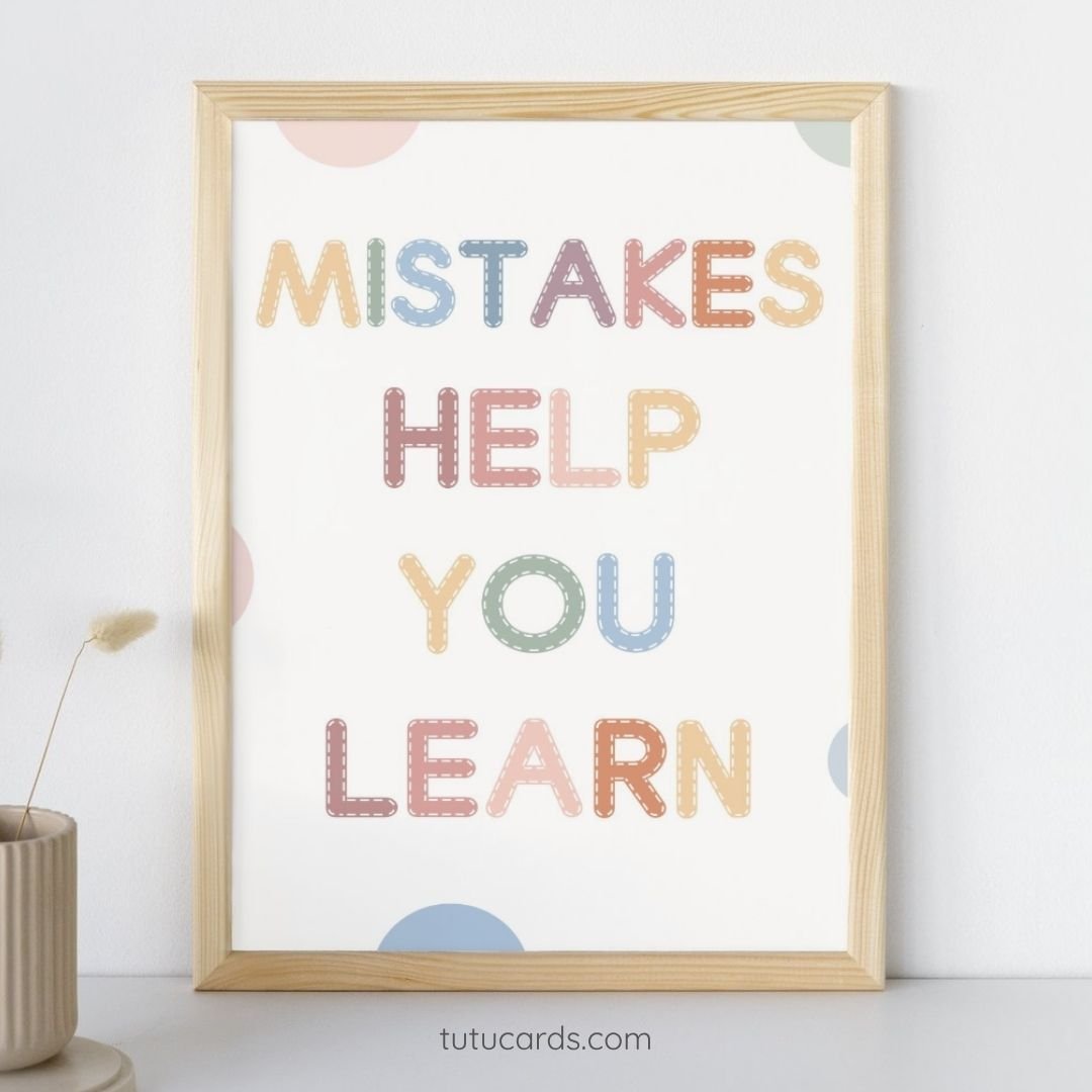 Mistakes Help You Learn — Pastel Growth Mindset Poster for Kids, Gentle Minimalist Classroom Decor, Calming Wall Art for Home & Homeschool - Image 1 of 4