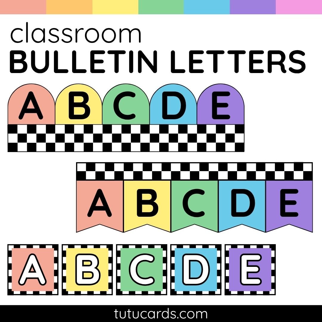 Colorful Bulletin Board Letters A–Z – Square, Rectangular Flag & Semi-Circle Styles - Image 1 of 1