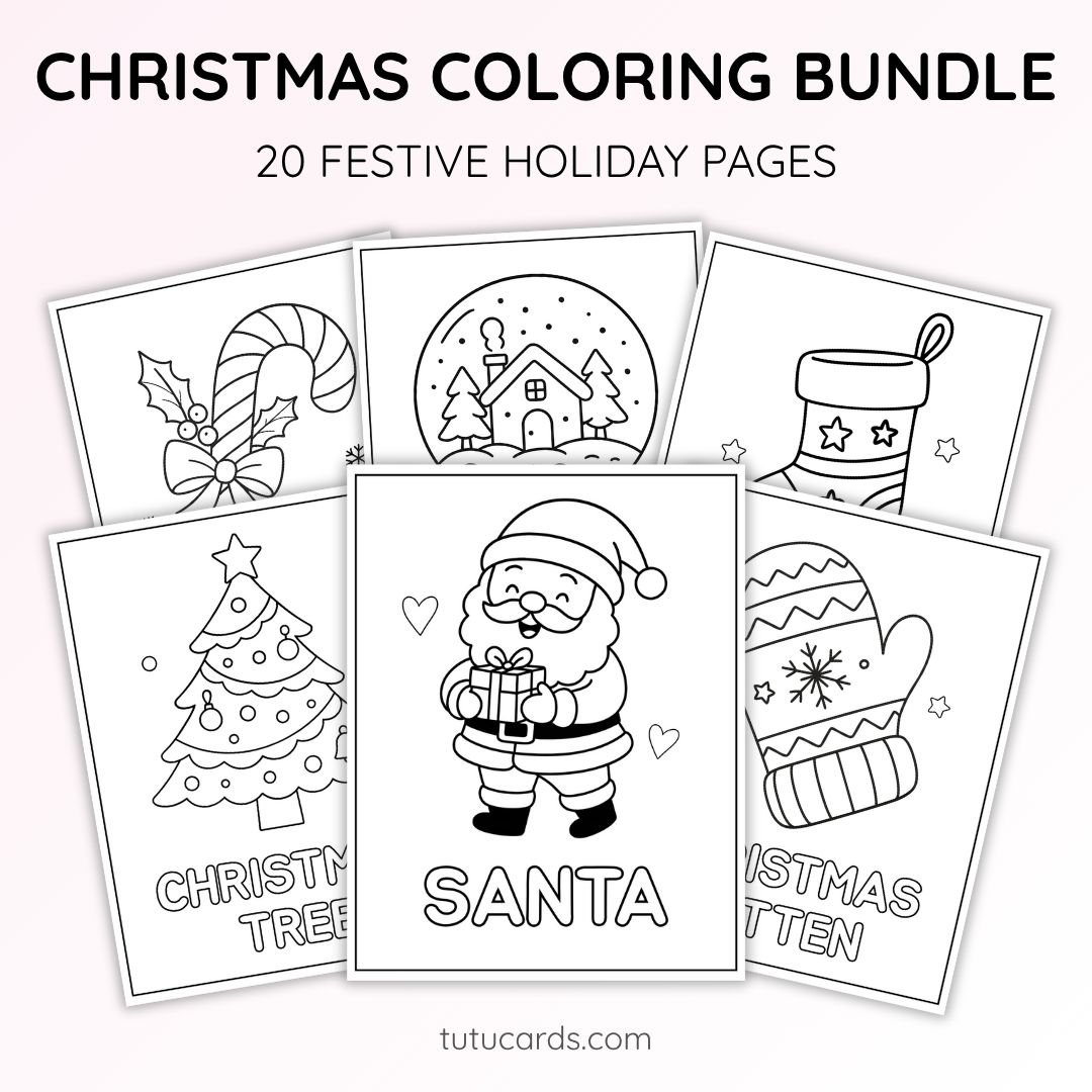 20 Christmas Coloring Pages for Kids | Cute Holiday Coloring Pack | Printable PDF - Image 1 of 5