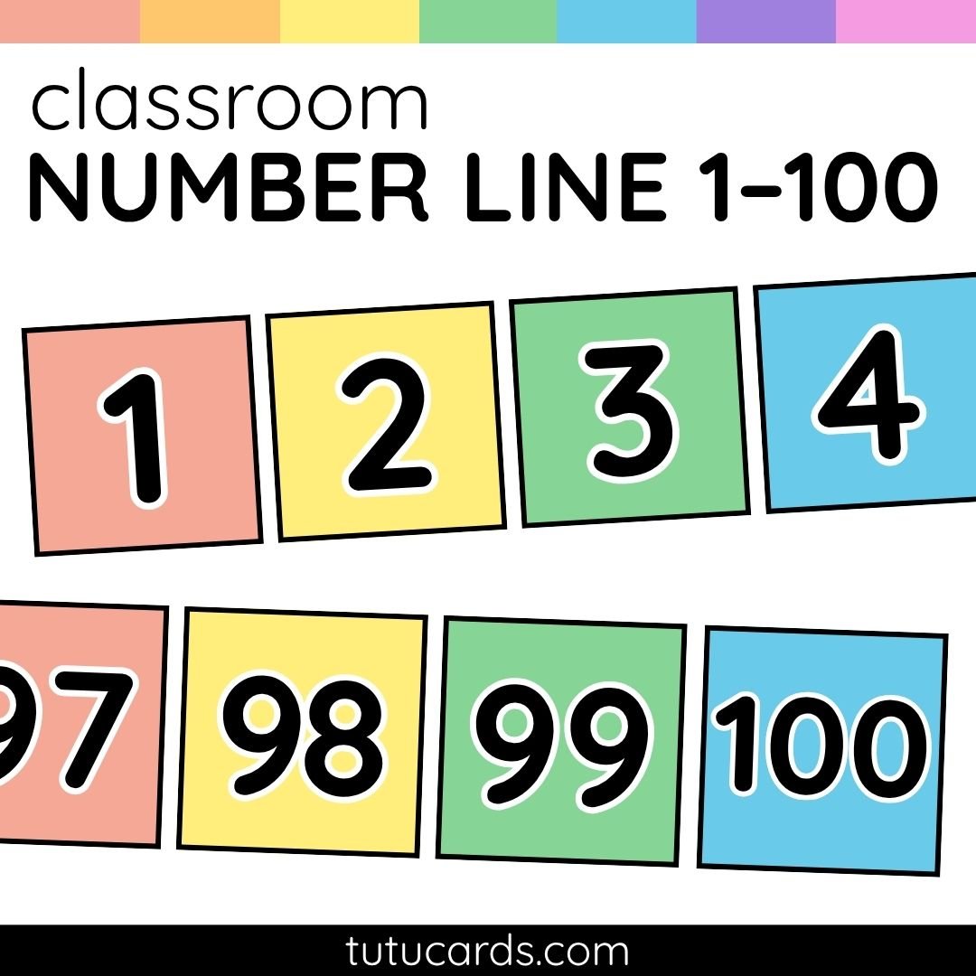 Colorful Number Posters 1–100 – Square Numbers with Bright Backgrounds - Image 1 of 1