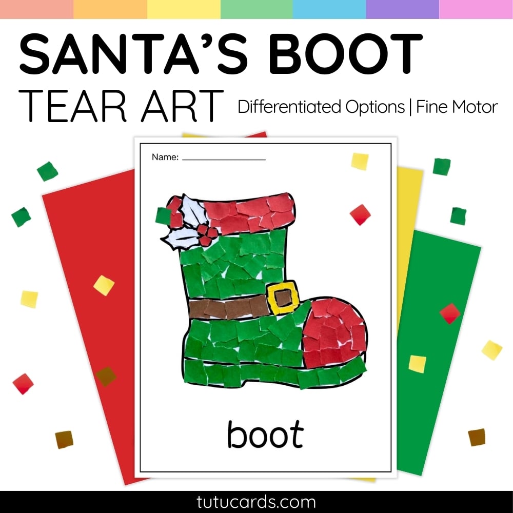 Santa Boot Tear Art Activity | Christmas Craft | Fine Motor - Image 1 of 4