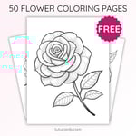 Rose Flower Coloring Page for Kids | Printable Floral Art PDF | US Letter | TutuCards Beautiful Flowers Series preview 1