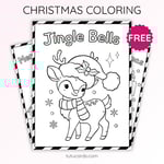 Christmas Coloring Pages for Kids – Cute Reindeer Wearing a Santa Hat (Free PDF Printables) preview 1