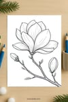 Magnolia Flower Coloring Page for Kids | Printable Floral Art PDF | US Letter | TutuCards Nature Series preview 4