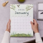 January 2026 Calendar – Green Watercolor Nature Theme preview 2