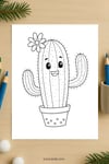 Cactus Coloring Page for Kids | Printable Cute Plant Art PDF | US Letter | TutuCards Home & Garden Series preview 4