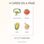 20 Cute Colorful Vegetable Flashcards  | Printable Cards | 3.5x5 inch preview 3