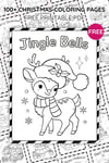 Christmas Coloring Pages for Kids – Cute Reindeer Wearing a Santa Hat (Free PDF Printables) preview 3