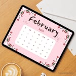 Romantic Roses & Pink Ribbon – February 2026 Calendar | Elegant Printable Wall Art preview 3