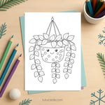 String of Pearls Coloring Page for Kids | Printable Hanging Succulent Art PDF | US Letter | TutuCards Home & Garden Series preview 2