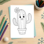 Cactus Coloring Page for Kids | Printable Cute Plant Art PDF | US Letter | TutuCards Home & Garden Series preview 2