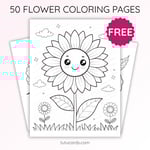 Printable Sunflower Coloring Sheet for Kids | Summer Nature Activity PDF | US Letter | TutuCards Floral Art Page preview 1