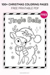 Christmas Coloring Pages for Kids – Cute Reindeer Wearing a Santa Hat (Free PDF Printables) preview 2