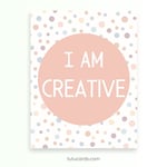 I Am Creative — Soft Colorful Dots Affirmation Poster for Kids, Gentle Minimalist Wall Art, Calming Classroom & Home Decor preview 2