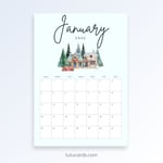 January 2026 Calendar – Nature Illustration | Winter Theme preview 1