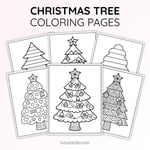 Christmas Tree Coloring Pages & Writing Templates | 6 Coloring Sheets + 5 Tree-Shaped Writing Papers | Printable PDF preview 1