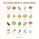 20 Cute Colorful Vegetable Flashcards  | Printable Cards | 3.5x5 inch preview 2