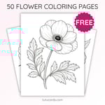 Anemone Flower Coloring Page for Kids | Printable Floral Art PDF | US Letter | TutuCards Nature Study Series preview 1