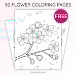 Cherry Blossom Coloring Page for Kids | Printable Spring Flower Art PDF | US Letter | TutuCards Nature Series preview 1