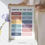 Months of the Year Poster — Colorful Minimalist Wall Art for Kids, Gentle Modern Classroom & Homeschool Decor preview 3