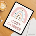 Cozy Corner Rainbow Poster — Soft Colorful Calm Wall Art for Kids, Gentle Minimalist Classroom & Home Decor, Mindfulness Space Print preview 4