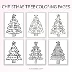 Christmas Tree Coloring Pages & Writing Templates | 6 Coloring Sheets + 5 Tree-Shaped Writing Papers | Printable PDF preview 2