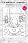 Winter Coloring Pages for Kids – Little Mouse in a Coffee Cup (Free PDF Printables) preview 3