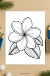 Frangipani (Plumeria) Flower Coloring Page | Printable Single Bloom Art PDF | US Letter | TutuCards Tropical Series preview 4