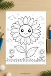 Printable Sunflower Coloring Sheet for Kids | Summer Nature Activity PDF | US Letter | TutuCards Floral Art Page preview 4