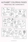 Alphabet Coloring Pages – Uppercase & Lowercase Letters A–Z with 5 Words and Pictures per Letter preview 6
