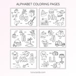Alphabet Coloring Pages – Uppercase & Lowercase Letters A–Z with 5 Words and Pictures per Letter preview 3