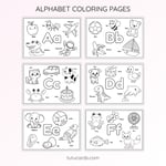 Alphabet Coloring Pages – Uppercase & Lowercase Letters A–Z with 5 Words and Pictures per Letter preview 2