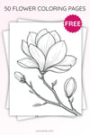 Magnolia Flower Coloring Page for Kids | Printable Floral Art PDF | US Letter | TutuCards Nature Series preview 3