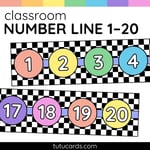 Colorful Number Posters 1–20 – Circle Numbers with Checkered Background preview 1