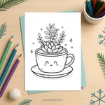 Mini Succulent in Cup Coloring Page for Kids | Printable Cute Plant Art PDF | US Letter | TutuCards Home & Garden Series preview 2