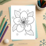 Cherry Blossom Flower Coloring Page | Printable Single Bloom Art PDF | US Letter | TutuCards Spring Nature Series preview 2