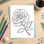 Rose Flower Coloring Page for Kids | Printable Floral Art PDF | US Letter | TutuCards Beautiful Flowers Series preview 2