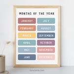 Months of the Year Poster — Colorful Minimalist Wall Art for Kids, Gentle Modern Classroom & Homeschool Decor preview 1
