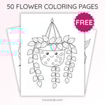 String of Pearls Coloring Page for Kids | Printable Hanging Succulent Art PDF | US Letter | TutuCards Home & Garden Series preview 1